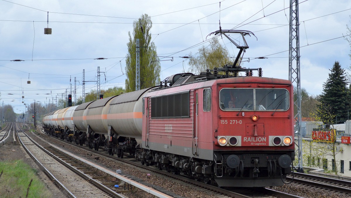 155 271-0 mit Kesselwagenzug Richtung Karower Kreuz Berlin, 10.04.14