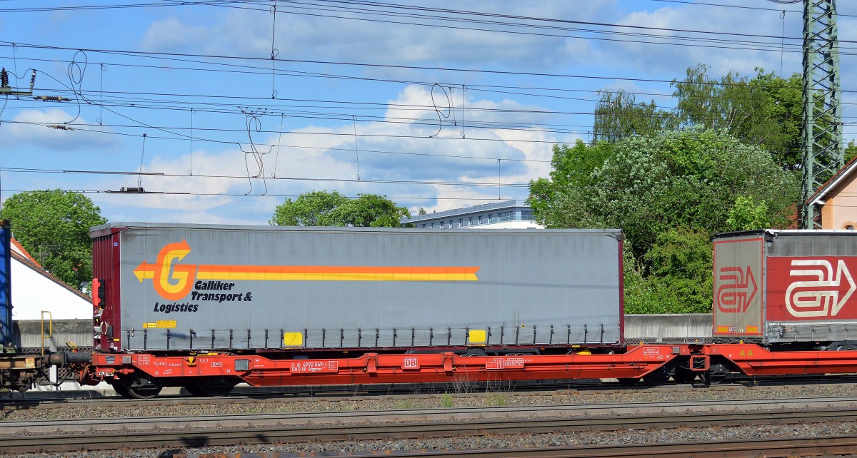 Am 24.05.14 im Bhf. Fulda ein LKW-Auflieger der schweizer Sped. Galliker Transport & Logistics.
