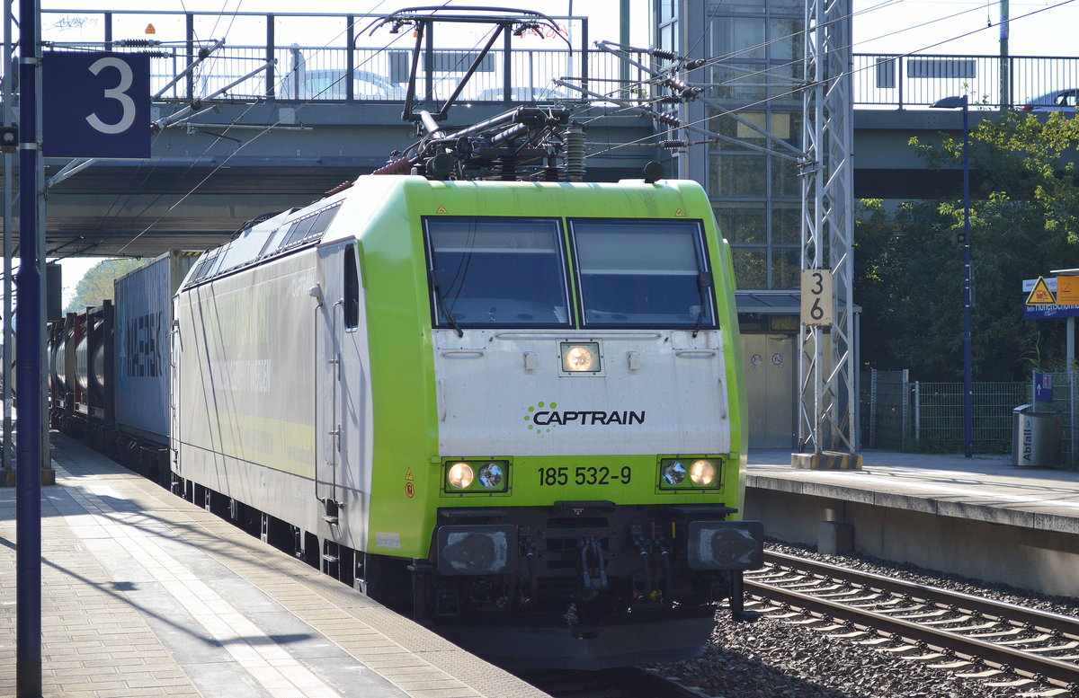 Captrain/ITL 185 532-9 mit Containerzug am 19.09.17 BF. Berlin-Hohenschönhausen. 