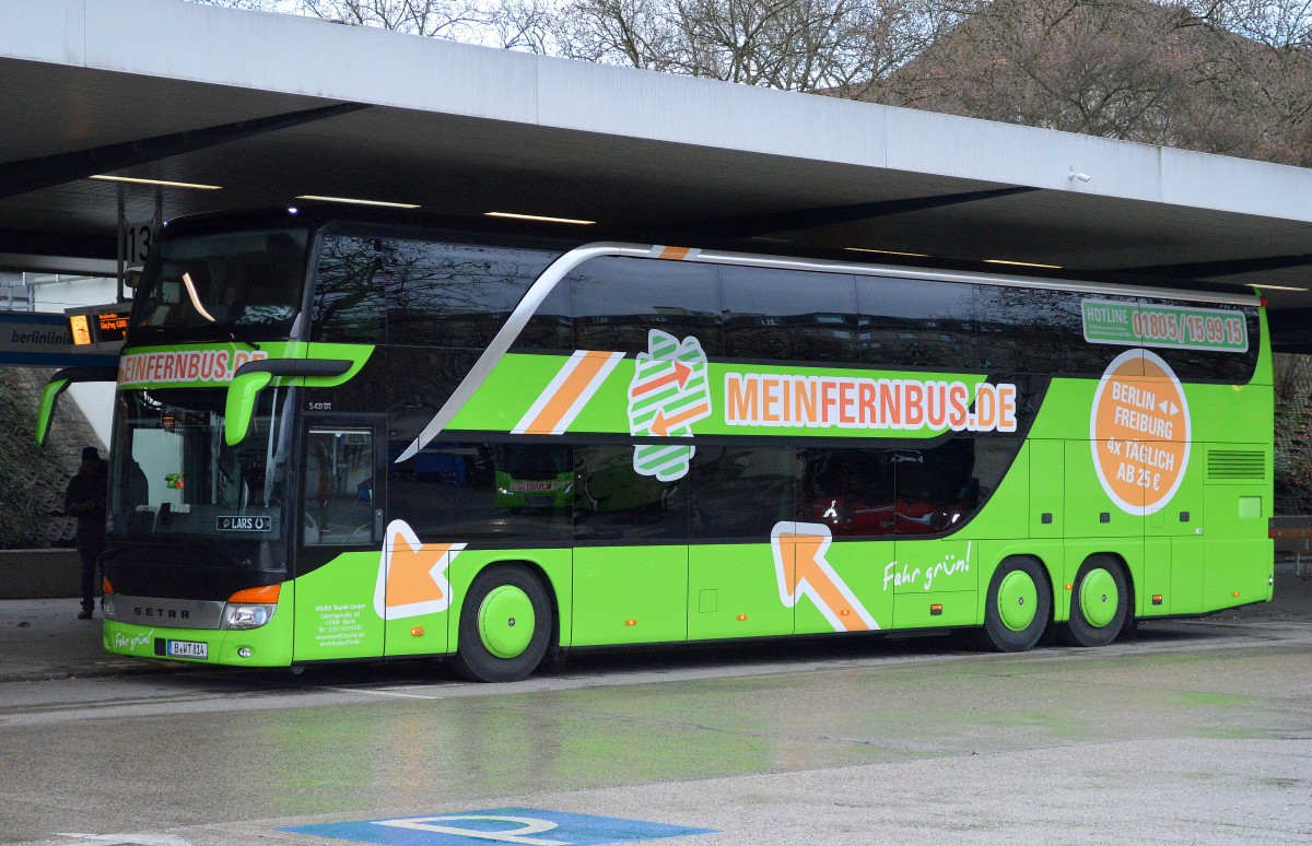 Hier ein SETRA S431DT Doppelstockreisebus der Fa. MEINFERNBUS.DE am 14.01.15 ZOB Berlin.