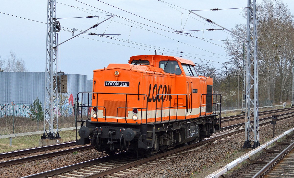 LOCON 219 (203 164-9) Richtung Oranienburg am 14.04.15 Mühlenbeck/Mönchmühle b.Berlin