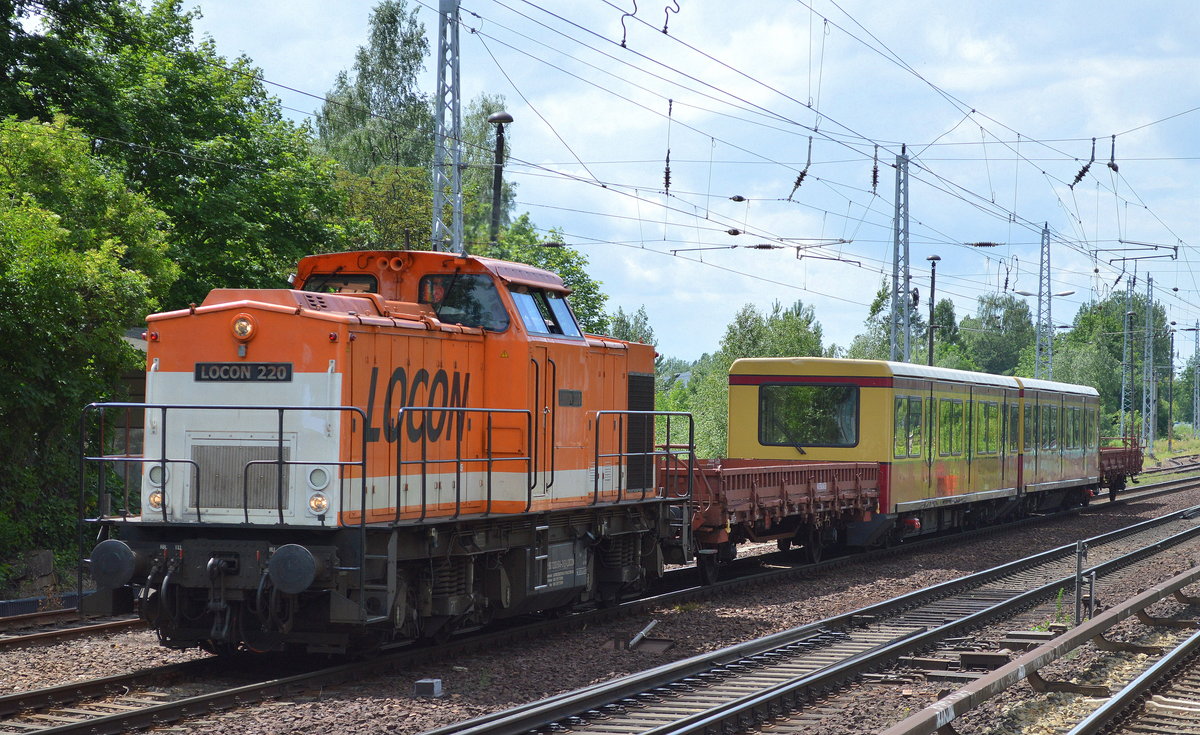 LOCON 220 (203 614-3) überführt der S-Bahn Viertelzug 481 451-3/482 451-2 Richtung S-Bahn Betriebswerk Erkner am 26.06.17 Berlin-Hirschgarten.