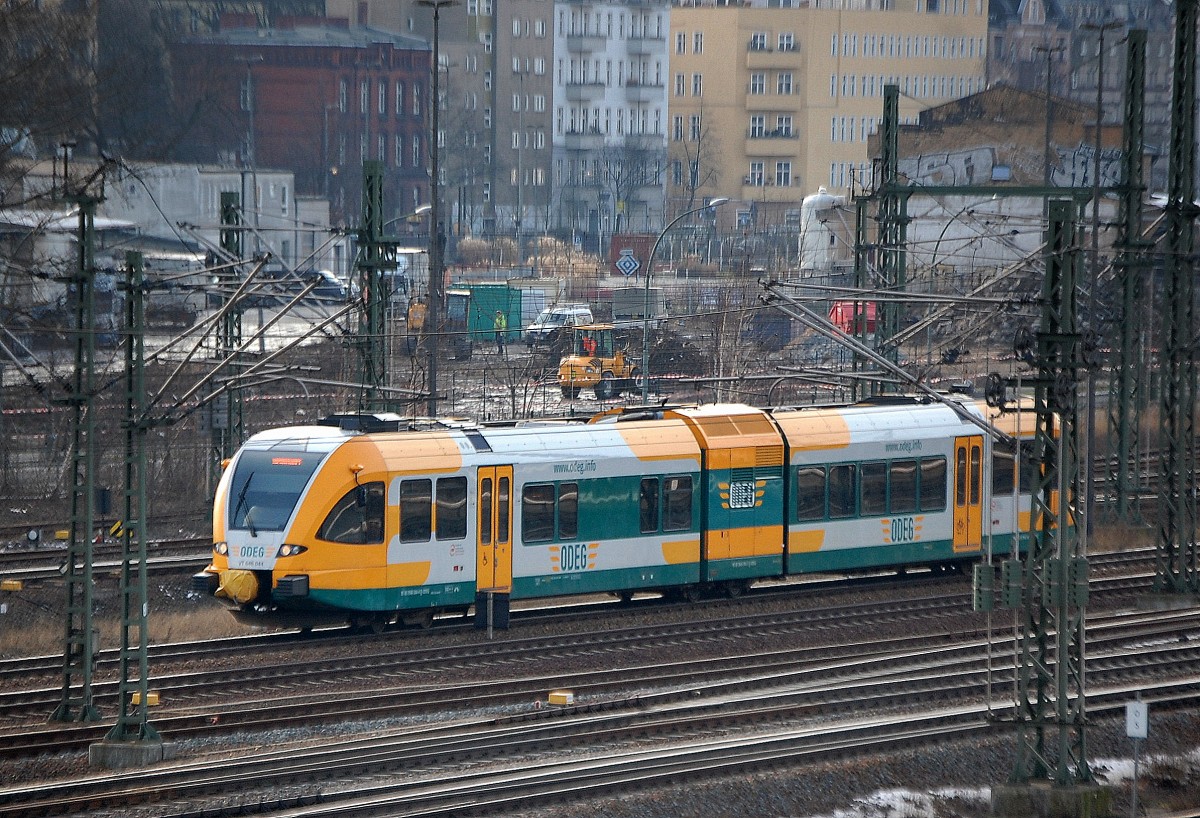 ODEG VT 646.044 auf Dienstafhrt Richtung Eberswalde am 03.02.14 gegenüber Berliner Westhafen.