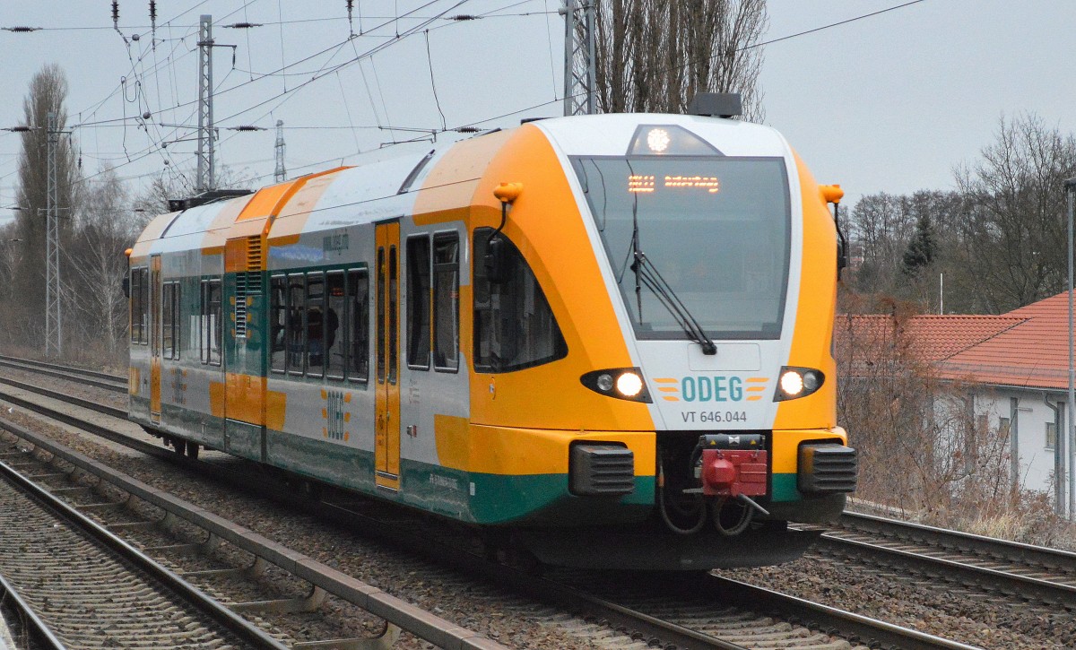 ODEG VT 646.044 auf Dienstfahrt Richtung Berliner Innnstadt am 09.01.15 Berlin-Karow.