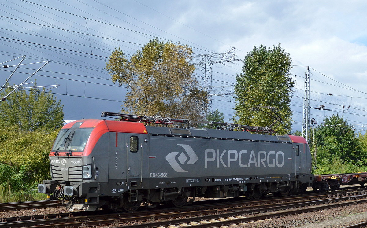 PKP Cargo EU146-508/193-508 mit Containerzug Richtung Polen am 07.09.17 Berlin-Springpfuhl.