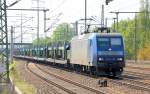 Ostersamstag: Alpha Trains Leasinglok 145-CL-203 (91 80 6145 099-8 D-ATLD) inzwischen an Crossrail vermietet mit Leerzug belgischer PKW-Doppelstocktransportwagen bei der Durchfahrt im Bhf.