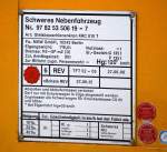 Registriertafel des KIROW KRC 810 T der Gleisbaufirma MGW GmbH aus Berlin, 30.11.10.