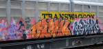 Graffiti an einem Schiebewandwagen am 02.03.15 Berlin-Blankenburg.