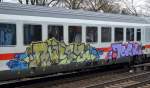 Graffiti auf einem IC-Personenwagen am 06.03.15 gesichtet Berlin-Karow.