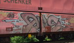 Älteres Graffiti gesichtet an einem Schüttgutwagen am 19.05.16 Berlin-Springpfuhl.