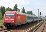 101 040-0 mit einem Zug ungarischer Personenwagen Richtung Berlin-Blankenburg, 16.06.11 Berlin-Pankow.