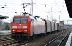 152 091-5 mit einem Güterzug (Stahlcoiltransport) am 27.03.15 Bhf. Flughafen Berlin-Schönefeld.