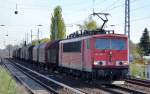 155 084-7 mit einem Güterzug für Stahlcoils am 17.04.14 Berlin-Karow.