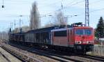 155 099-5 am Ende eines gemischten Güterzuges gezogen von 298 321-1 am 14.04.15 Berlin-Karow.