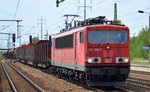 155 065-6 mit gemischtem Güterzug am 23.07.16 Bf. Flughafen Berlion Schönefeld.