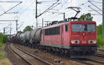 BR 155/564226/155-065-5-mit-gemischtem-gueterzug-am 155 065-5 mit gemischtem Güterzug am 28.06.17 Bf. Flughafen Berlin-Schönefeld.