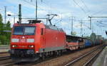 185 160-9 mit gemischtem Güterzug am 12.06.17 BF. Flughafen Berlin-Schönefeld.