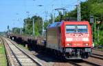 185 358-9 mit Gütertransportzug mit Stahlbrammen am 20.07.15 Berlin-Hirschgarten.