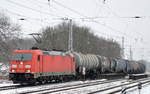 185 346-4 mit Kesselwagenzug (Dieselkraftstoff) am 09.01.17 Berlin-Grünau Richtung Königs-Wusterhausen.