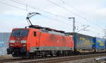 BR 189/544971/189-019-3-mit-klv-zug-lkw-walter-trailer 189 019-3 mit KLV-Zug (LKW-WALTER Trailer) Richtung Oranienburg am 09.03.17 Mühlenbeck bei Berlin.