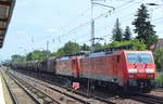 189 019-3 mit 189 062-3 + gemischtem Güterzug am Haken am 18.07.17 Berlin-Hirschgarten.