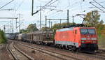 BR 189/589692/189-007-8-mit-gemischtem-gueterzug-am 189 007-8 mit gemischtem Güterzug am 23.09.17 Nf. Flughafen Berlin-Schönefeld.