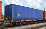 Containertragwagen der DB Tochterges. DB Intermodal Services GmbH mit der Nr. 25 RIV 80 D-BTSK 4426 260-2 Lgs 580 am 26.06.14 Bhf. Flughafen Berlin-Schnefeld.