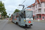 Die für private Feierlichkeiten mietbare Party-Tram der Berliner Verkehrsbetriebe am 06.08.16 Berlin Karlshorst.