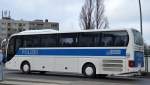 Reisebus/Mannschaftstransportwagen der Berliner Polizei, ein MAN Lion´s Coach am 26.01.15 Berlin Beusselbrücke.