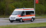ASK Krankentransport GmbH Berlin mit einem Ford Transit Krankentransportfahrzeug am 26.04.16 Berlin-Schöneweide.