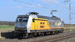 private-evu-5/911032/hanse-bahn-nord-gmbh-elbecargo-gruppe HANSE Bahn Nord GmbH (ELBECARGO Gruppe) mit ihrer '145 084-0' [NVR-Nummer: 91 80 6145 084-0 D-HANSE']  mit aktueller neuer Folie mit Eigenwerbung am 19.03.26 Höhe Bahnhof Rodleben.