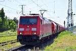 kalizuege/884922/db-cargo-ag-mainz-d-mit DB Cargo AG, Mainz [D] mit ihrer '185 307-6' [NVR-Nummer: 91 80 6185 307-6 D-DB] und einem Kalizug ( leer) am 12.06.25 Durchfahrt Bahnhof Stendal Hbf.