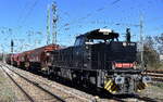 naesseempfindliche-gueter-schuettgueter/913334/regiobahn-bitterfeld-berlin-gmbh-bitterfeld-d Regiobahn Bitterfeld Berlin GmbH, Bitterfeld [D] mit ihrer Mak G 1206 Lok '1819' [NVR-Nummer: 92 80 1276 023-9 D-RBB] und einigen gedeckten Sch�ttgutwagen am 15.04.26 H�he Bahnhof Ruhland.