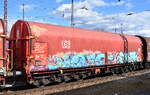 4-gattung-s-flachwagen-mit-drehgestellen-in-sonderbauart-fotos/912853/drehgestell-flachwagen-mit-sechs-radsaetzen-verschiebbarem-planenverdeck Drehgestell-Flachwagen mit sechs Radsätzen, verschiebbarem Planenverdeck und Lademulden für Coiltransporte der DB Cargo mit der Nr. 31 RIV 80 D-DB 4876 869-7 Sahimms-tu 900.2 in einem Coilzug am 08.04.26 im Bahnhof Frankfurt/Oder.