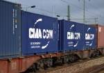 container/383364/cma-cgm-ist-das-groesste-franzoesische CMA CGM ist das größte französische Schifffahrtsunternehmen mit einem riesigen Intermodalservice an eigenen Containern in Europa und weltweit, 10.11.14 Bhf. Flughafen Berlin-Schönefeld.