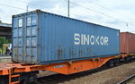 Ein Container der südkoreanischen Reederei u. Schifffahrtslinie Sinokor Merchant Marine Co Ltd. am 23.07.16 Bf. Flughafen Berlin-Schönefeld.