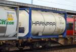 Ein Kesselcontainer der Haanpaa Group - Intermodal Traffic aus Großbritannien am 13.11.15 Bhf.
