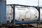 Kesselcontainer von seacotanks.com (UN-Nr. 339/1247 = Methylmethacrylat) am 12.04.16 Bf. Flughafen Berlin-Schönefeld.