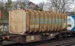 Einer von den robusten Dry Bulk-Containern der VAN DEN BOSCH Transporten aus den Niederlanden am 31.01.18 Berlin-Hirschgarten.