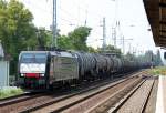 MRCE Dispolok der TXL ES 64 F4-037 (91 80 6189 937-6 D-DISPO) mit Kesselwagenzug Richtung Bernau, 16.06.11 Berlin-Karow.