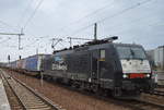 ERSR mit der MRCE Dispo-Lok E 189-208 und KLV-Zug am 14.03.17 Bf. Flughafen Berlin-Schönefeld.