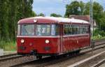 Ex DB Schienenbus der Berliner Eisenbahfreunde e.V. (BEF) VT 95 9396 (80 0795 396-0 D-BEF, MAN Bj.1954) auf dem Weg zum Heimatdepot Basdorf am 19.06.14 Berlin-Karow.