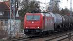HGK 2057/185 589-9 mit Kesselwagenzug nach Schwedt unterwegs am 12.02.14 Berlin-Karow.