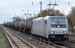 Die SETG mit der Railpool Lok 185 690-5 (91 80 6185 690-5 D-Rpool Bombardier Bj.2011] und einem Kesselwagenzug (Styrol) am 07.04.16 Berlin-Hirschgarten.
