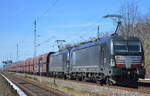 DB Cargo mit den MRCE Vectrons 193 608-7 + 193 ???-? und Erzzug am 24.03.17 Mühlenbeck bei Berlin.