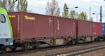 Gelenk-Containertragwagen vom Einsteller Ahaus Alstätter Eisenbahn Cargo AG mit der Nr.