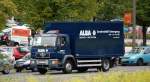 MAN Transport-LKW mit Kastenaufbau (Sonderabfall Beseitigung) der Recyclingfirma ALBA, 19.08.13 Berlin-Marzahn.