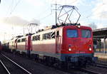 Die beiden ehemaligen RBH Loks aktuell jetzt bei der Erfurter Bahnservice GmbH (EBS) mit der Doppeltraktion 140 789-9 + 140 815-2 mit ihrer 241 353-2 und einem Ganzzug offener Drehgestellwagen (Typ