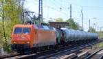 Arcelor/EKO-Trans 145-CL 002 (145 082-4) mit Kesselwagenzug lt.UN-Nr. 33/1294 für Tuluol-Transporte Richtung Bernau am 17.04.14 Berlin-Karow.