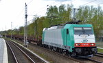 ITL E 186 128 [NVR-Number: 91 80 6186 128-5 D-ITL] mit einem Güterzug (leer) Drehgestell-Flachwagen (Langschienentransport) der Fa.
